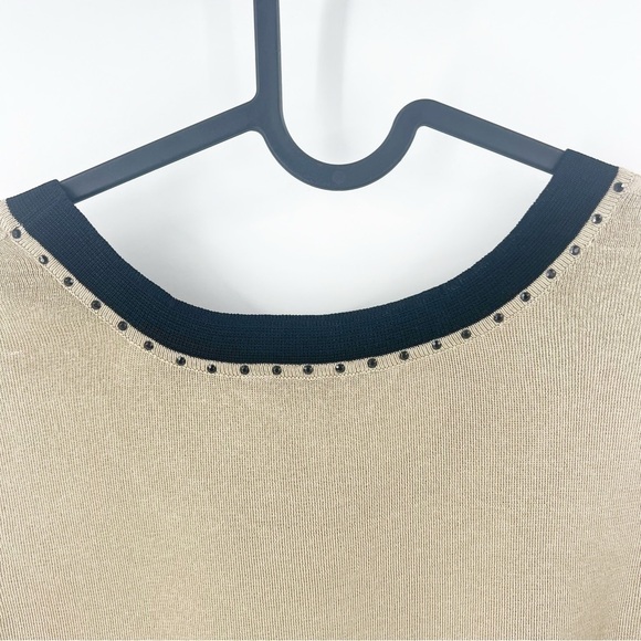 ✅ NWT MING WANG TAN AND BLACK CROPPED TOP WITH SCOOP NECK SIZE SMALL - Picture 4 of 7